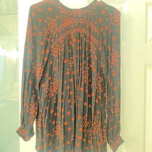 Free People Black and Red Blouse